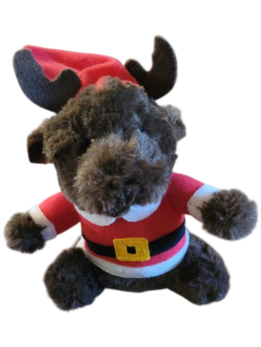 Christmas House Plush Dark Brown Moose Stuffed Animal Santa Toy Stocking Stuffer